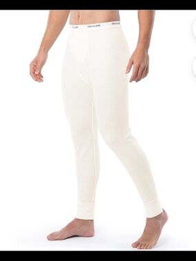 Fruit of the Loom Men’s Thermal Pants Waffle Knit Base Layer Cream Size M NWT
